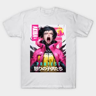 AKIBA DRIP - Children of Wrath - Ikari no kodomotachi - WE SCREAM WHEN THEY TELL US TO BE QUIET - PROTEST | VIBRANT HYPER POP OTAKU ANARCHY GIRL T-Shirt